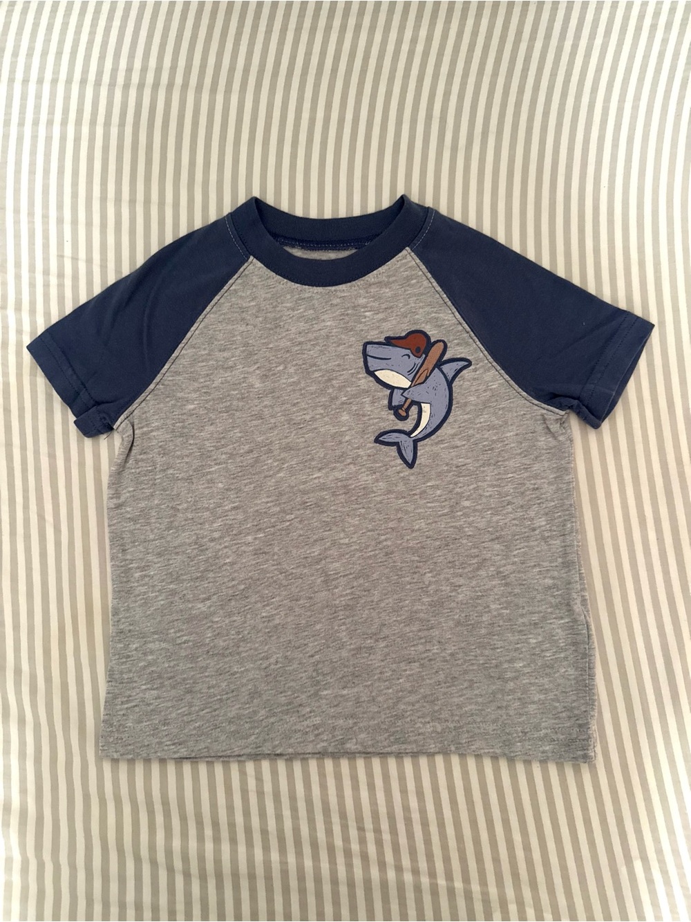 Carter's Toddler Boy Shark Graphic Raglan Tee Gray & Blue 2T